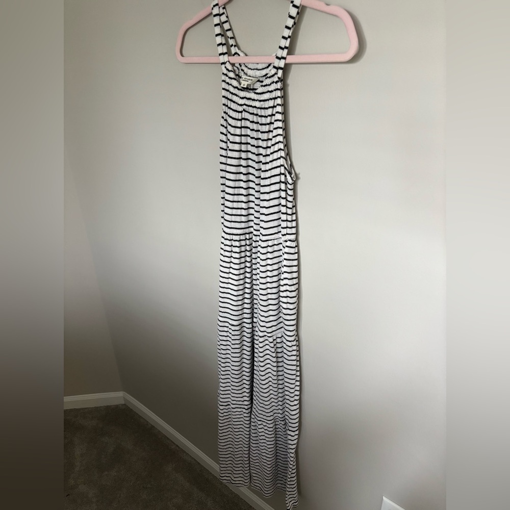 Max Studio Black and White Striped Maxi Dress - Medium